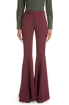 Saint Laurent Stretch Wool Flare Leg Pants In Bordeaux