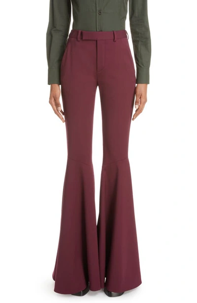 Saint Laurent Stretch Wool Flare Leg Pants In Default Title