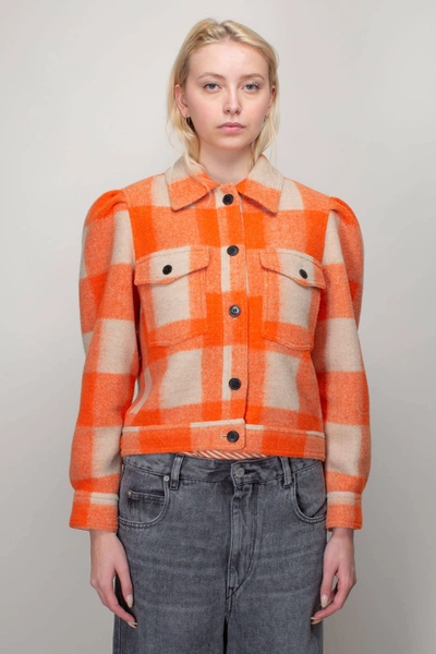 Isabel Marant Leiko Blanked Coat In Orange