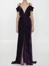 COSTARELLOS VIOLET VELVET DRESS