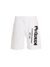 Alexander Mcqueen Graffiti-print Cotton Track Shorts In White/black
