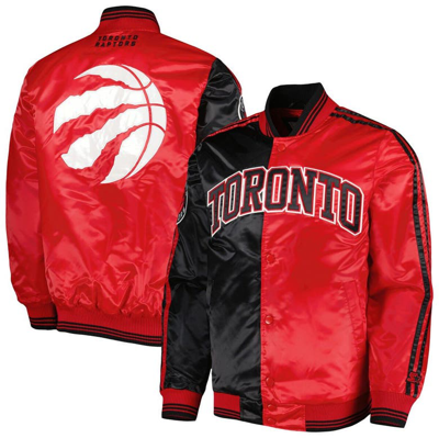 Starter Men's  Black, Red Toronto Raptors Fast Break Satin Full-snap Jacket In Black,red