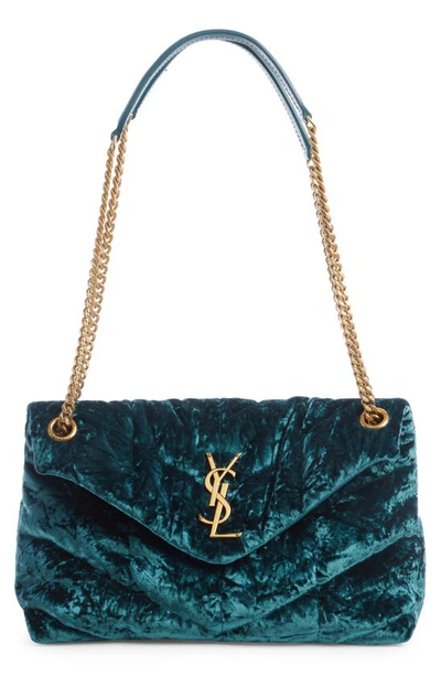 SAINT LAURENT SMALL LOULOU QUILTED CRUSHED VELVET PUFFER BAG