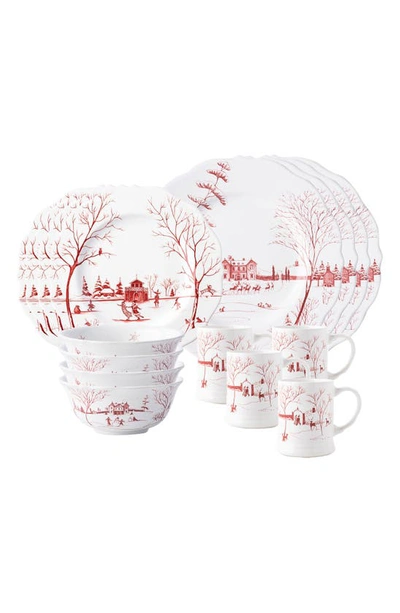 Juliska Country Estate Winter Frolic 16-piece Dinnerware Set In Ruby