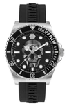 Philipp Plein The $kull Carbon Fiber Dial Silicone Strap Watch, 44mm In Silver