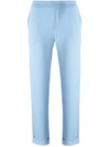 P.A.R.O.S.H P.A.R.O.S.H. SLIM FITTING TROUSER WITH TURN-UPS - BLUE,PANTERYD230162X11901098