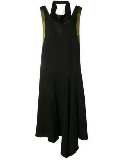 Lanvin Satin Trim Drape Neck Crepe Dress