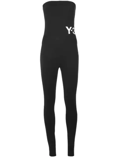 Y-3 标志印花连身裤 In Black
