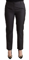 Dolce & Gabbana Black Striped Wool Tapered Trouser Pants In Black
