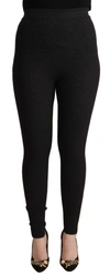 DOLCE & GABBANA DOLCE & GABBANA BLACK VIRGIN WOOL STRETCH WAIST TIGHTS WOMEN'S PANTS