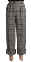 Dolce & Gabbana Gray Tartan Straight Trouser Wool Pants In Gray
