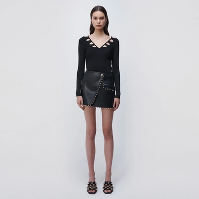 Jonathan Simkhai Clayton Vegan Leather Mini Skirt In Black