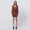 Jonathan Simkhai Sofia Shibori Long Sleeve Faux Wrap Dress In Soft Clay Multi Shibori