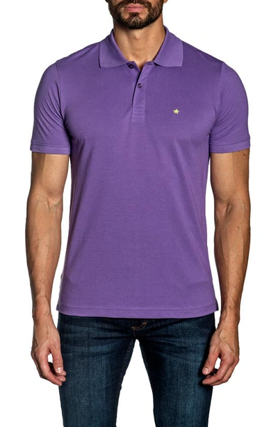 Jared Lang Men's Lightning Bolt Pima Cotton Knit Piqué Polo Shirt In Purple