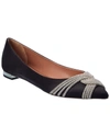 Aquazzura Gatsby Crystal-embellished Satin Point-toe Flats In Black
