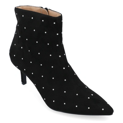 Journee Collection Women's Rossia Stud Embellished Pointed Toe Kitten Heel Dress Booties In Black