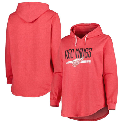 Profile Heather Red Detroit Red Wings Plus Size Fleece Pullover Hoodie