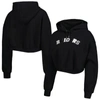 The Wild Collective Black Las Vegas Raiders Cropped Pullover Hoodie In Black