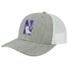 LEGACY ATHLETIC LEGACY ATHLETIC HEATHER GRAY/WHITE NORTHWESTERN WILDCATS THE CHAMP TRUCKER SNAPBACK HAT