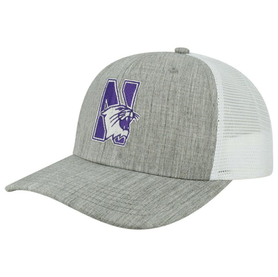 Legacy Athletic Men's  Heather Grey, White Northwestern Wildcats The Champ Trucker Snapback Hat In Heather Grey,white