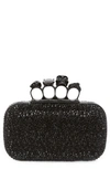 Alexander Mcqueen Skull Four Ring Clutch With Chain In Black