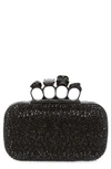 Alexander Mcqueen Skull Crystal Embellished Four-ring Box Clutch In Black