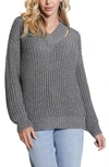 GUESS LISE SPARKLE CUTOUT V-NECK SWEATER