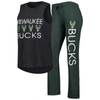 Concepts Sport Women's  Hunter Green, Black Milwaukee Bucks Team Tank Top And Pants Sleep Set In Hunter Green