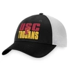 Top Of The World Men's  Black, White Usc Trojans Stockpile Trucker Snapback Hat In Black