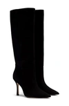 Larroude Black Kate 100 Suede Knee-high Boots In Black Suede