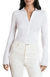 Rag & Bone Gemma Floral Jacquard Polo Tee In White In White