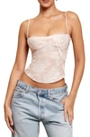 House Of Cb Lisette Floral Lace Corset Camisole In Pink