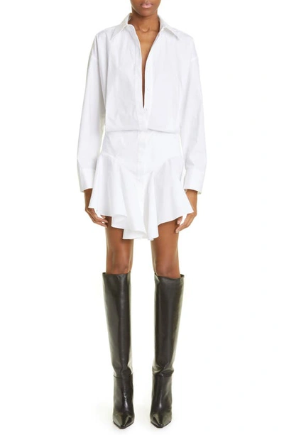 Attico Candice Button-front Mini Dress In White