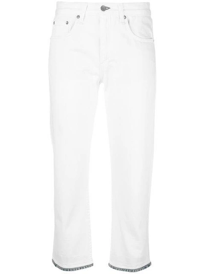 Rag & Bone Cropped Jeans With Contrast Hem In White