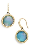 Armenta Old World 18k Scalloped Peruvian Opal Triplet Drop Earrings W/ Diamonds In Gold