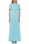 Alexia Admor Imogen Open Back Floral Print Midi Dress In Halogen Blue