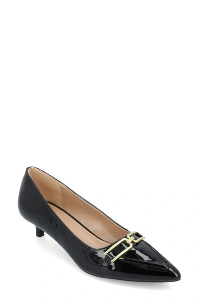 Journee Collection Rumi Womens Pointed Closed Toe Kitten Heel Pumps In Black