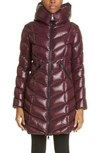 Moncler Marus High-shine Quilted Coat In Burgundy