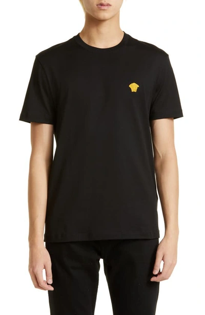 VERSACE EMBROIDERED MEDUSA COTTON T-SHIRT