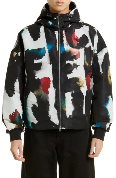 Alexander Mcqueen Graffiti Logo Printed Nylon Jacket In Multicolor