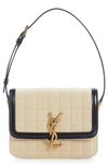 Saint Laurent Small Solferino Brushed Leather Bag In Burro/ Nero
