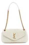 Saint Laurent Small Lou Organza Puffer Shoulder Bag In White Corn/ New Chant