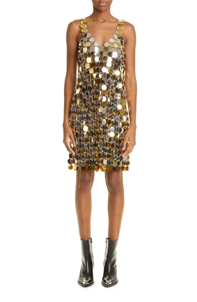 Rabanne Paillette-chainmail Sparkle Minidress In Gold