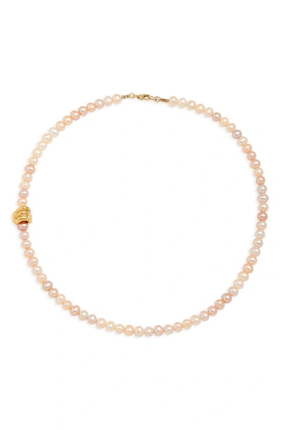 Alighieri The Celestial Raindrop Pearl Necklace In Pink,gold