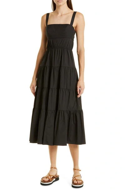 Jason Wu Sleeveless Tiered Midi Dress In Black