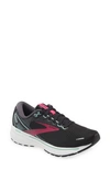 Brooks Ghost 14 Running Shoe In Black/ Pink/ Yucca