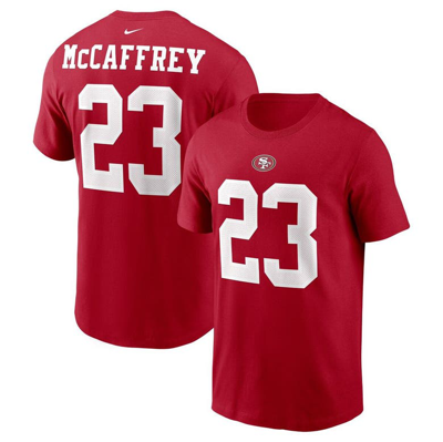Nike Men's  Christian Mccaffrey Scarlet San Francisco 49ers Player Name And Number T-shirt