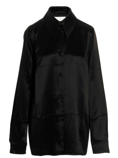 Jil Sander Panelled Satin-finish Shirt In Black