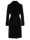 Theory Belted-waist Wool-cashmere Coat In Black