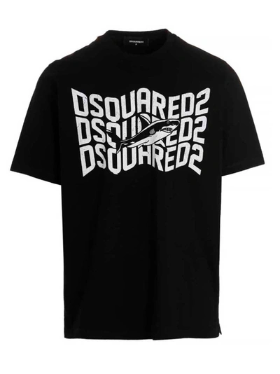 Dsquared2 Shark D2 Cotton T-shirt In Black